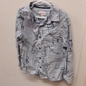 Cat & Jack Gray Dinosaur Print Button Down Shirt